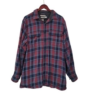 L.L. Bean Fleece Lined Flannel Shirt Jacket Men's Large Tall LT Plaid Shacket
